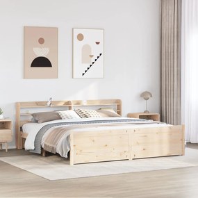 vidaXL Estrutura de cama com cabeceira 180x200 cm pinho maciço