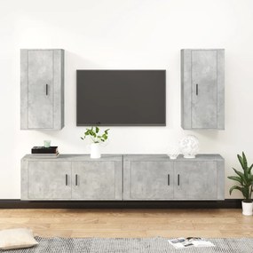 vidaXL Conjunto móveis de TV 4 pcs madeira processada cinzento cimento
