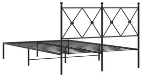 Estrutura de cama com cabeceira 120x190 cm metal preto