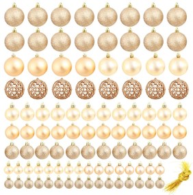 Conjunto de bolas de natal 100 pcs 3/4/6 cm rosa/dourado