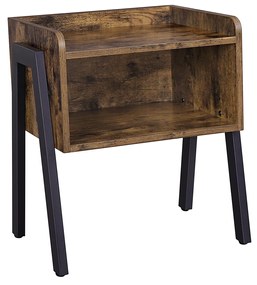 Mesa de cabeceira VASAGLE, mesa lateral empilhável com compartimento aberto, mesa de cabeceira, mesa lateral, móvel industrial com pernas de aço, marrom rústico e preto LET54X