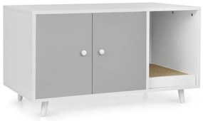 Caixa de areia para gatos com divisória para gatos grandes e gatinhos, branca