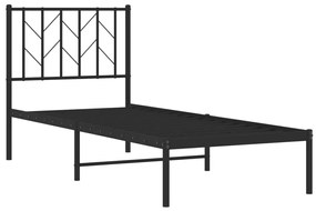Estrutura de cama metal s/ colchão c/ cabeceira 75x190 cm preto