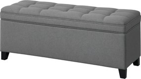 Banco com arrumação de 112 L, 120 x 40 x 48 cm banco de cabeceira em tecido de linho, assento estofado, cinzento escuro