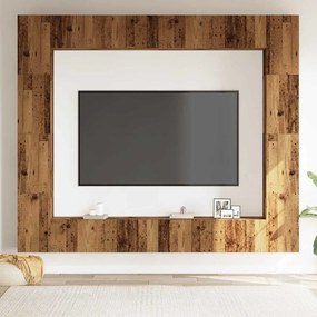 Conjunto de armário TV 8 peças montado na parede madeira velha