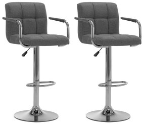 Cadeiras de bar 2 pcs tecido cinzento-claro