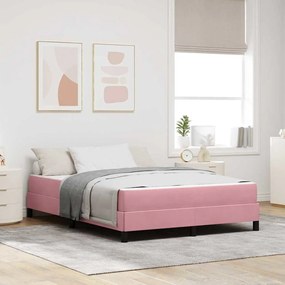 vidaXL Cama Box com colchão Rosa 160 x 210 cm tecido