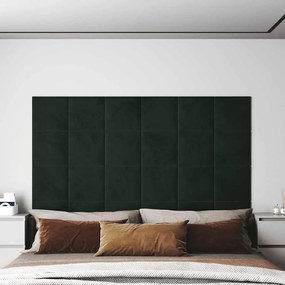 vidaXL Painel de parede 12 pcs 30x30 cm veludo 1,08 m² verde-escuro