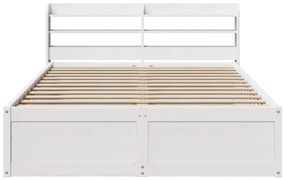 Estrutura de cama c/ cabeceira 150x200 cm pinho maciço branco