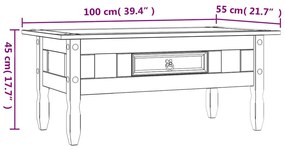 Mesa de centro Corona pinho mexicano 100x60x45 cm branco