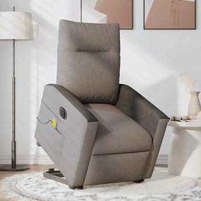 vidaXL Poltrona elétrica elevatória massagens tecido cinza-acastanhado