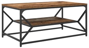 Mesa de Centro vidaXL com Prateleira em Madeira Antiga 90x50x40 cm em