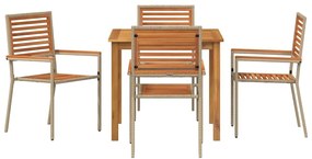 Conjunto de Jantar para Jardim 5 pcs Bege 85 x 85 x 74 cm