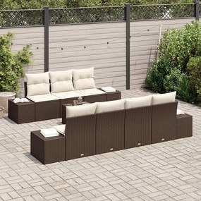 Conjunto de Sofá de Jardim com 8 Peças e Almofadas em Rattan Polyester