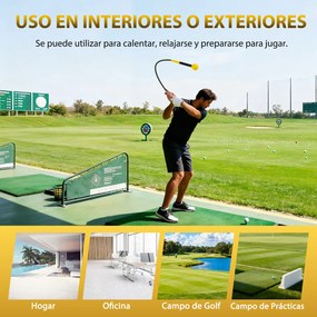 Conjunto de 2 Treinadores de Swing de Golfe, Pega Ergonómica de Fibra de Vidro, Amarelo