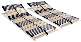 Estrados de ripas 2 pcs com 42 ripas 7 zonas 80x200 cm