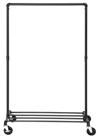 Cabideiro com rodas de estilo industrial para organização | SONGMICS | 100 x 50 x 163 cm | preto | HSR61BK.