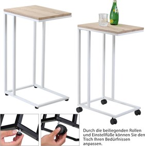 Mesa auxiliar com rodas 50 x 35 x 65-70 cm Branco