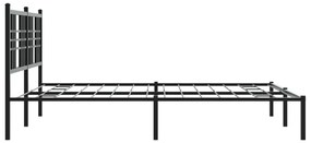 Estrutura de cama em metal com cabeceira 150x200 cm preto