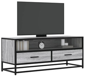 Móvel p/ TV 100x34,5x40 cm deriv. madeira/metal cinzento sonoma