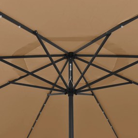 Guarda-sol de jardim com luzes LED 400 cm cinza-acastanhado