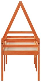 Cama alta com telhado 80x200 cm pinho maciço castanho-mel