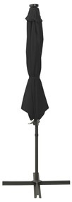 Guarda-sol jardim cantilever c/ poste e luzes LED 300 cm preto