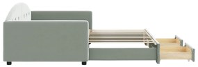 Sofá-cama c/ gavetão e gavetas 90x190 cm veludo cinzento-claro
