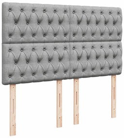 Cama com molas/colchão 140x200 cm tecido cinzento-claro