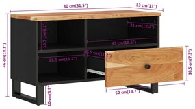 Móvel de TV 80x33x46 cm acácia maciça/derivados de madeira