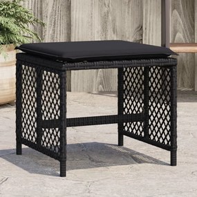 vidaXL Bancos de jardim com almofadões 4 pcs 41x41x36 cm vime PE preto