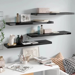 vidaXL Prateleiras de parede suspensas 4 pcs 90x23,5x3,8cm MDF preto