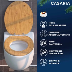 Assento sanitário em bambu com sistema de descida automática em MDF 45,7 x 38 cm