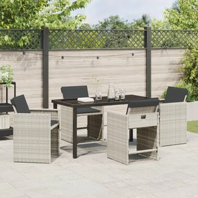 Conjunto de Jantar para o Jardim de 5 Peças com Almofadas Cinza Claro