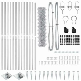 Conjunto de Postes de Cerca Prateado 25 x 1,2 m Aço galvanizado