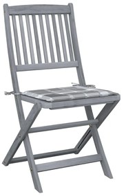 Cadeiras exterior dobráveis c/ almofadões 4 pcs acácia maciça