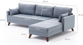 Sofá de Canto Bella – Azul – 275 cm x 85 cm x 165 cm