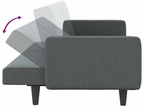 Sofá-cama com almofadões tecido cinzento-escuro