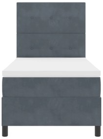 Cama Box Spring vidaXL com Colchão Cinza Escuro 90x200 cm Veludo