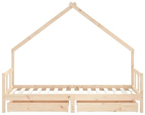 Estrutura de cama infantil c/ gavetas 90x190 cm pinho maciço