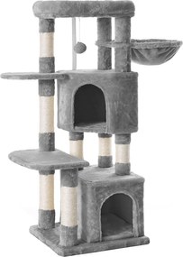 Arranhador para gatos 49 x 45 x 120 cm com plataforma grande cinzento claro