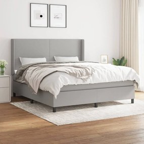vidaXL Cama com molas/colchão 180x200 cm tecido cinzento-claro