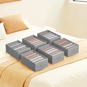 Conjunto de 6 peças Organizador para roupeiro , organizadores dobráveis para gavetas com 6 compartimentos Cinzento