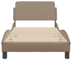 Estrutura cama c/ cabeceira couro artif. 90x190 cm cappuccino