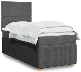Cama com molas/colchão 90x200 cm tecido cinzento-escuro