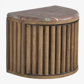 Mesinha De Cabeceira Flutuante 40x30 Cm Em Madeira De Manga E Pedra Natural Talix Mármore Vermelho Chigan - Madeira De Manga Rústica - Sklum