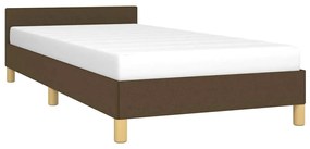 Estrutura de cama sem colchão 90x190 cm tecido castanho-escuro