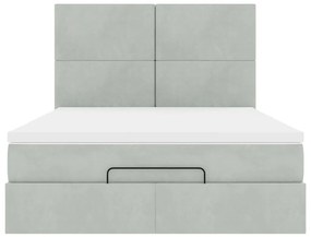 Estrutura de cama otomana com colchões 140x190cm cinzento claro