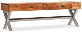 Móvel de TV com gavetas madeira de acácia maciça 140 cm