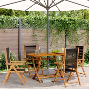 Cadeiras jardim reclináveis 4pcs madeira de acácia maciça preto